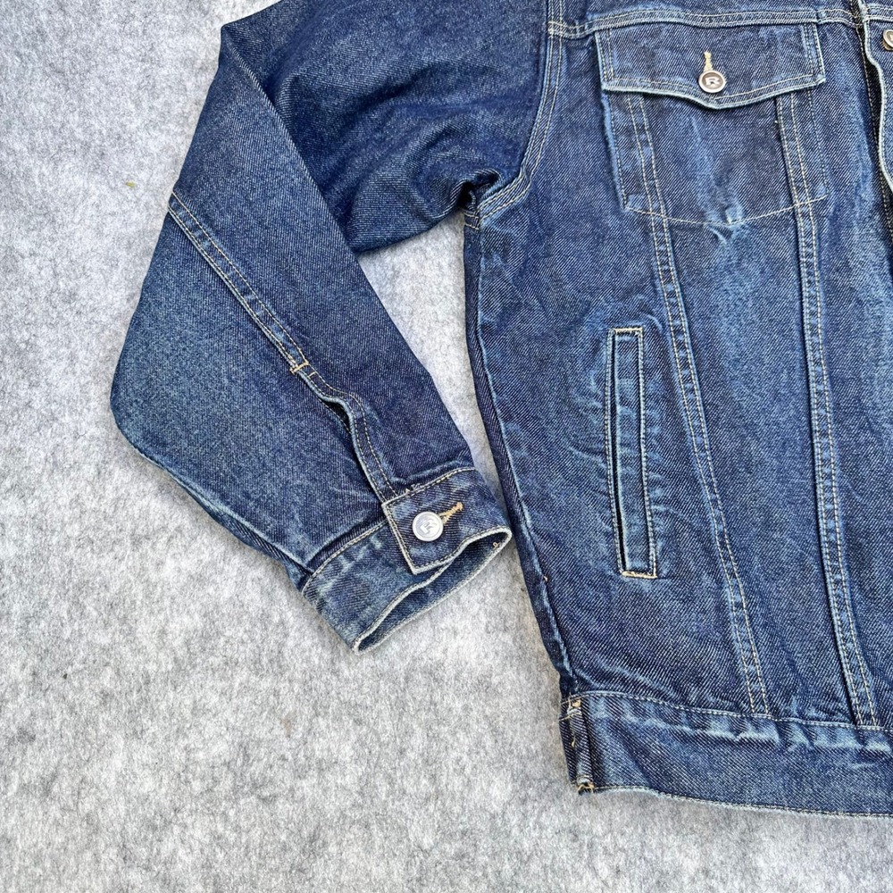 R.F.S Jeans Mens Medium Dark Wash Denim Trucker Jacket Indigo Cotton - Picture 13 of 13